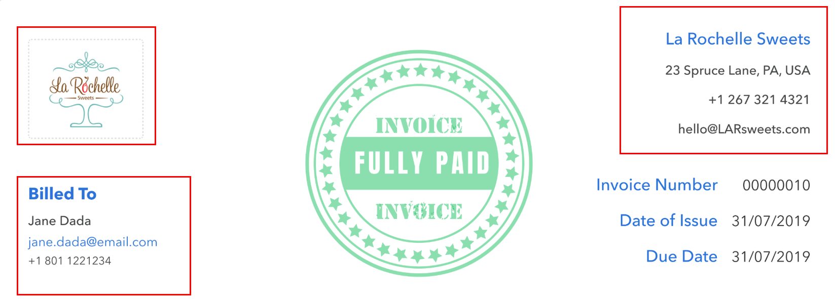 invoice information