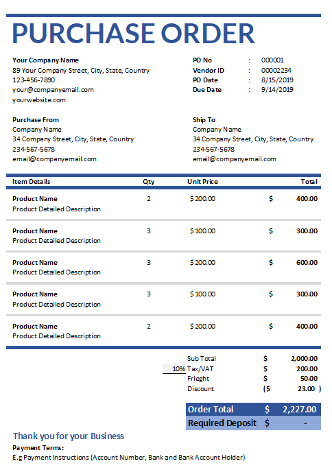 purchase order template by vencru